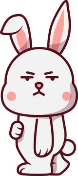 Suspicious White Rabbit Looking Sideways Glance Stock Illustration