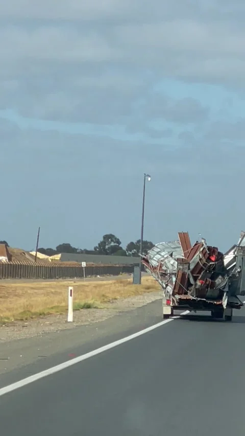 Suspiciously Swaying Load Of Towed Garbage, Munno Para, South Australia, Austral Stock Footage 304686654