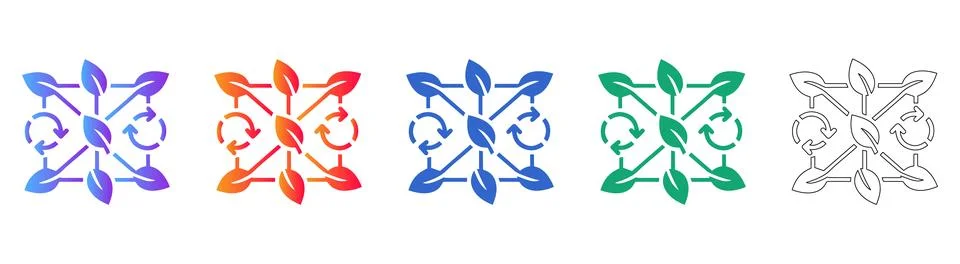 Sustainability and Eco Friendly Loop Icons Set Stock Illustration