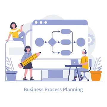 Sustainability and operational processes concept. Flat vector illustration. Illustrazione stock