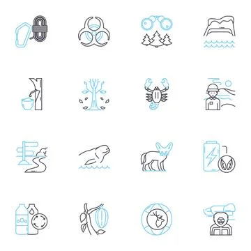 Sustainability concerns linear icons set. Conservation, Recycling, Renewable Stock Illustration