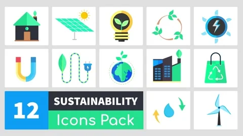 Sustainability Icons Pack After Effects stock