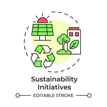 Sustainability initiatives flat linear concept icon Stock Illustration