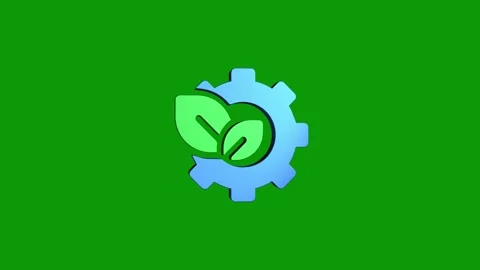 Sustainability leaf leaves 3D rendering rotating gear mechanism wheel Stock Footage 313468051