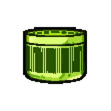 Sustainability plastic bottle cap pixel art vector illustration Stock Illustration