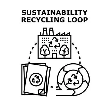 Sustainability recycling loop concept for environmental protection Illustrazione stock