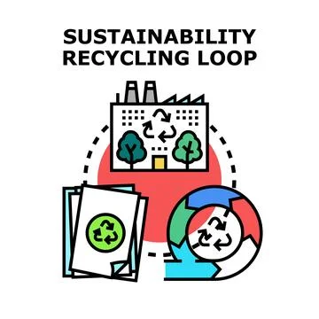 Sustainability recycling loop concept for environmental protection 스톡 일러스트