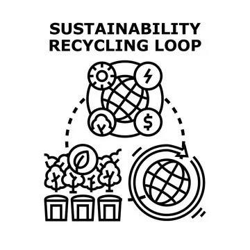 Sustainability recycling loop concept presenting environmental stewardship Illustrazione stock