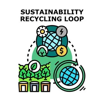 Sustainability recycling loop concept presenting environmental stewardship 库存插图