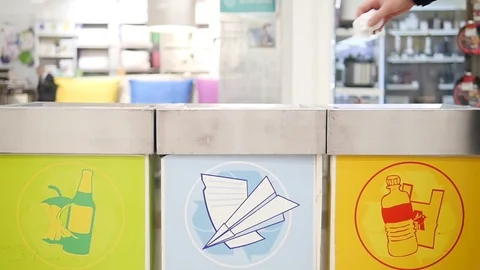 Sustainability, Recycling, Waste Sorting And Separation Concept. Drop Litter. Stock Footage 102453406