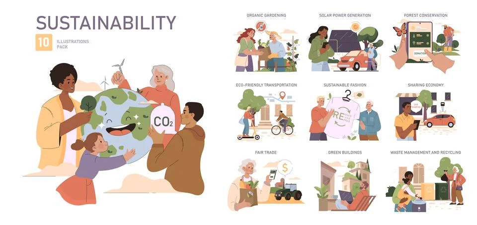 Sustainability set. Stock Illustration