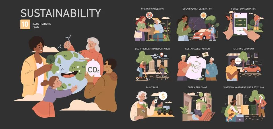 Sustainability set. Stock Illustration