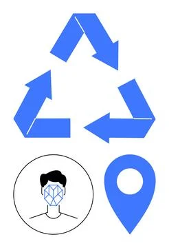 Sustainability, technology, geolocation, environmental awareness, data utiliz Stock Illustration