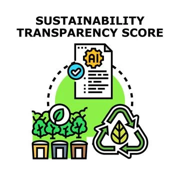 Sustainability transparency score measuring environmental impact and ai repor Stock Illustration