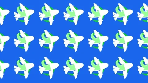 Sustainable aviation concept with a seamless pattern of airplanes Stock Footage 334326833