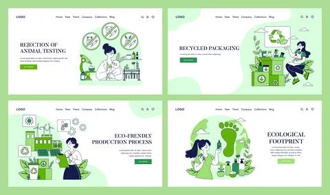 Sustainable Beauty Practices Set. Vector illustration for green cosmetics. Stock Illustration