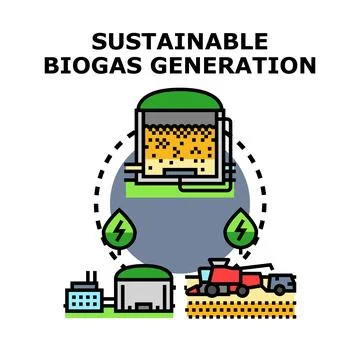 Sustainable biogas generation process vector concept Stock Illustration