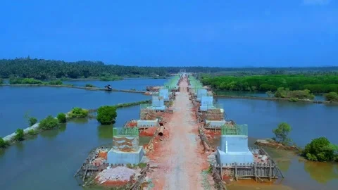 Sustainable Bridge Construction: Harmonizing Infrastructure with Nature's Beauty Stock Footage 280160112