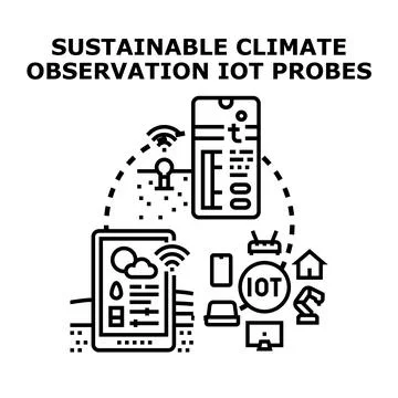 Sustainable climate observation system using iot probes Stock Illustration