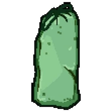 Sustainable compostable trash bag pixel art vector illustration Stock Illustration