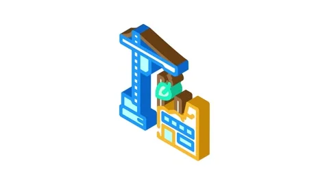 Sustainable construction green building isometric icon animation Stock Footage 327281553