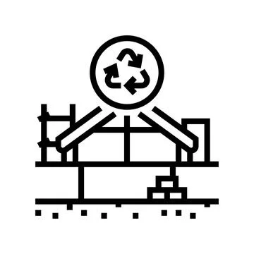 Sustainable construction green building line icon vector illustration Ilustración de archivo