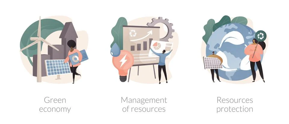 Sustainable development abstract concept vector illustrations. Stock Illustration