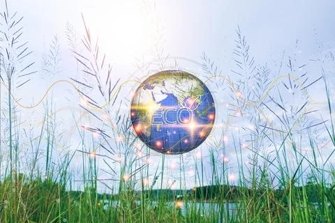 Sustainable development and business operations based on renewable energy, .. Foto stock