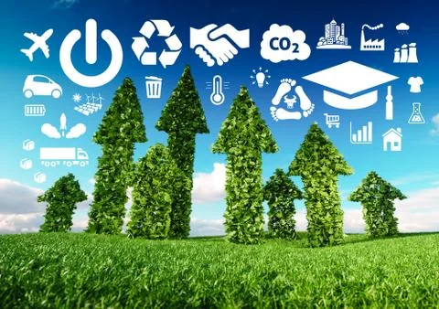 Sustainable development conceptual image. 3d illustration of fresh green leaf 库存插图