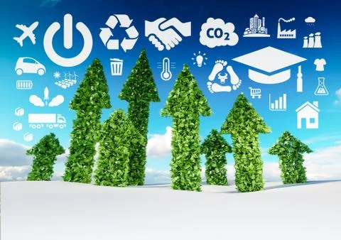 Sustainable development conceptual image. 3d illustration of fresh green leaf 库存插图