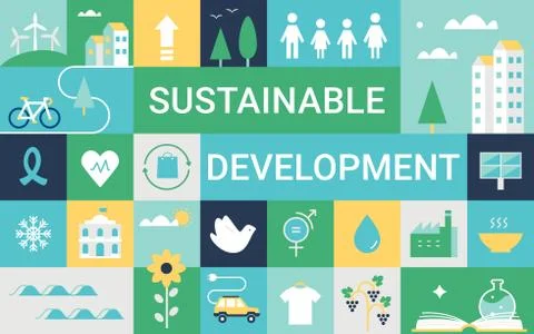 Sustainable Development Goals and Living. Concept Vector Illustration Stock Illustration