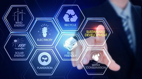 Sustainable Development Hexagonal Touch Screen Concept 스톡 일러스트