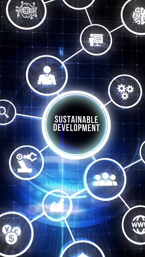 SUSTAINABLE DEVELOPMENT inscription, cloud technology concept. Business, Te.. Stock Footage 280969940