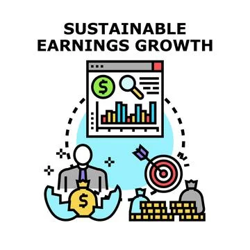 Sustainable earnings growth developing long term financial strategy Stock-Illustration