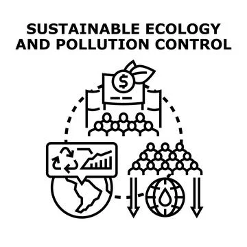 Sustainable ecology and pollution control protecting environment Stock Illustration