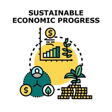 Sustainable economic progress concept exploring green business growth Stock Illustration