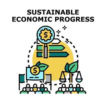 Sustainable economic progress strategy balancing growth and environment Stock Illustration