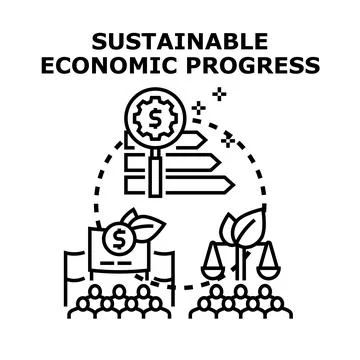 Sustainable economic progress strategy balancing growth and environment Stock Illustration