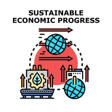 Sustainable economic progress strategy developing global innovation イラスト素材