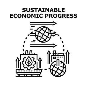 Sustainable economic progress strategy developing global innovation 스톡 일러스트