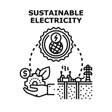Sustainable electricity generating process achieving green energy goals Stock Illustration