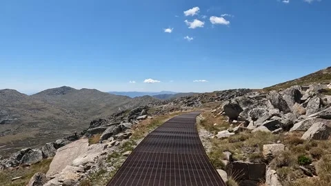 Sustainable Elevated Alpine Boardwalk at Main Range, Mount Kosciuszko, Kosc.. Stock Footage 312062546
