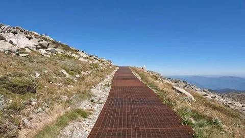 Sustainable Elevated Alpine Boardwalk at Main Range, Mount Kosciuszko, Kosc.. Stock Footage 312062547