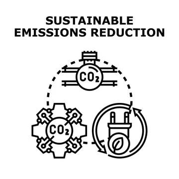 Sustainable emissions reduction process concept carbon dioxide Stock Illustration