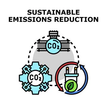 Sustainable emissions reduction process concept carbon dioxide Stock Illustration