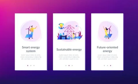 Sustainable energy app interface template. Stock Illustration