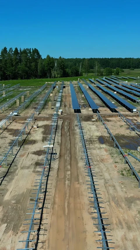 Sustainable Energy Development Project Installation, aerial view Stock Footage 337137648