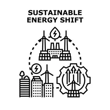 Sustainable energy shift process vector concept Stock Illustration