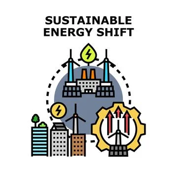 Sustainable energy shift process vector concept Stock Illustration