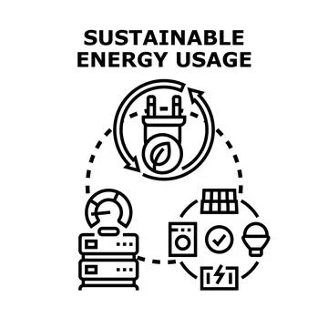 Sustainable energy usage concept vector illustrating eco friendly practices Stock Illustration